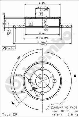 Brembo 08.7626.75 Brake Disc for Chevrolet, Opel, Vauxhall