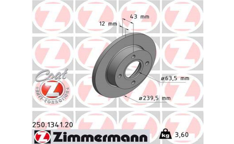 2X Zimmermann 250.1341.20 Brake Discs Ø 239.5 Mm Front For FORD Fiesta MAZDA