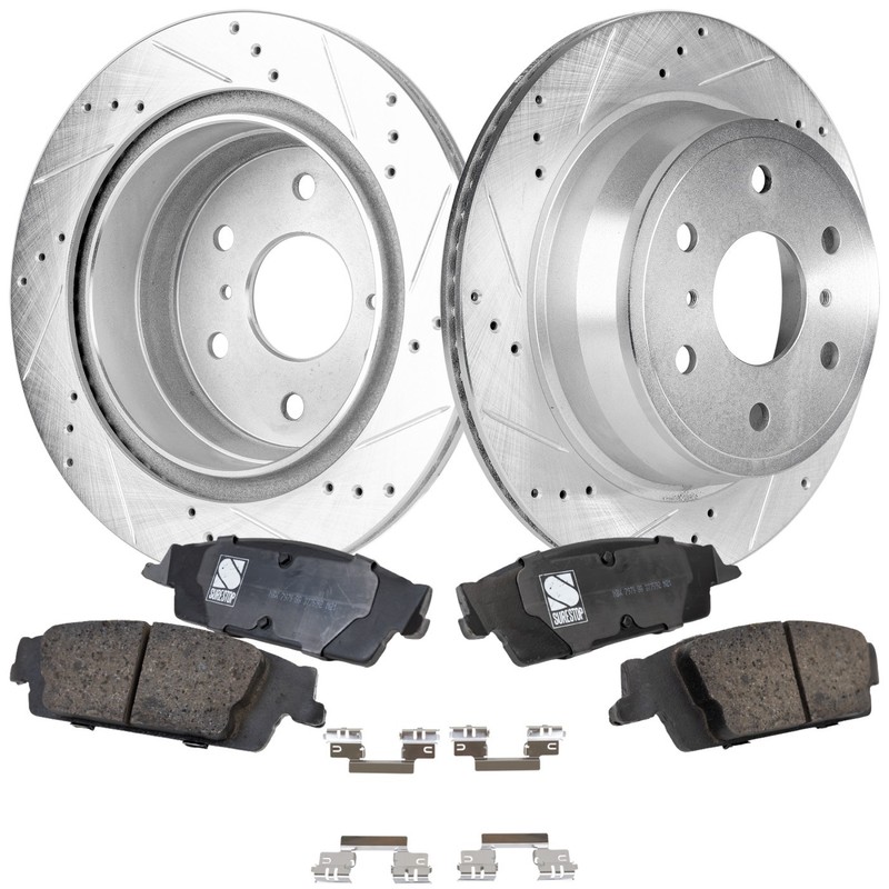 Disc Brake & Pad Kit For 07-2018 Chevy Silverado 1500 Rear LH RH Cross-drilled