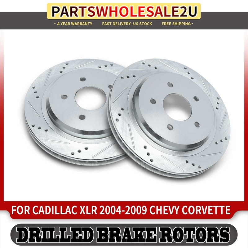 Rear Drilled Brake Rotors for Cadillac XLR 2004-2009 Chevy Corvette 1997-2013