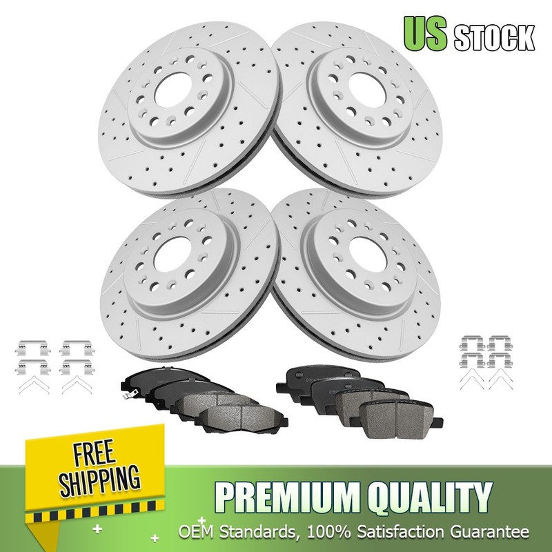 Front & Rear Brake Rotors + Ceramic Pads for Chevy Traverse Buick Enclave