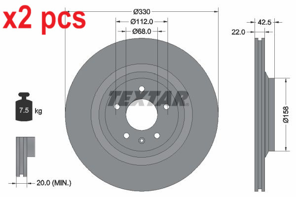 X2 PCS L&R SIDES REAR BRAKE DISC 92160403
