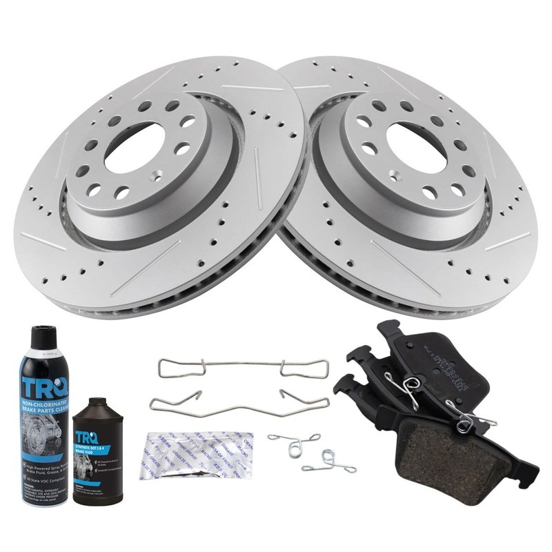 Rear Ceramic Brake Pad & Performance Rotor Kit for Audi S3 TTS w/Fluids gallery