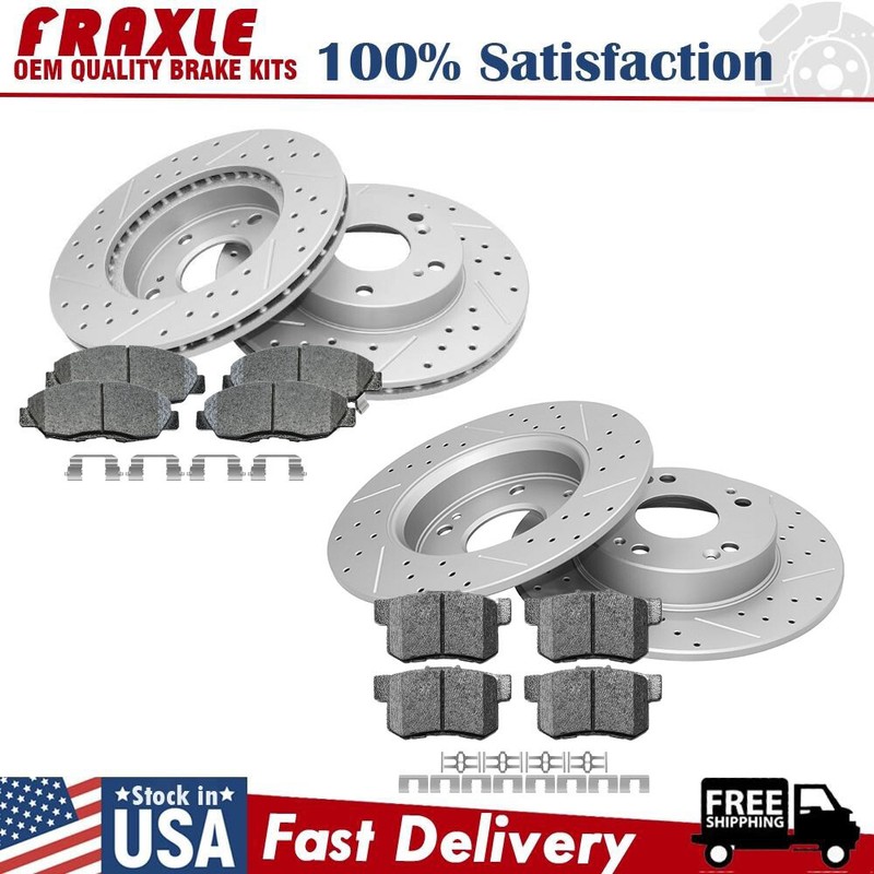 Front & Rear Disc Rotors Ceramic Brake Pads for 2006-2011 Honda Civic EX EX-L LX