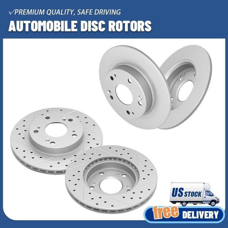 Front & Rear Drilled Slotted Brake Rotors Set of 4 For Honda Civic 1.8L