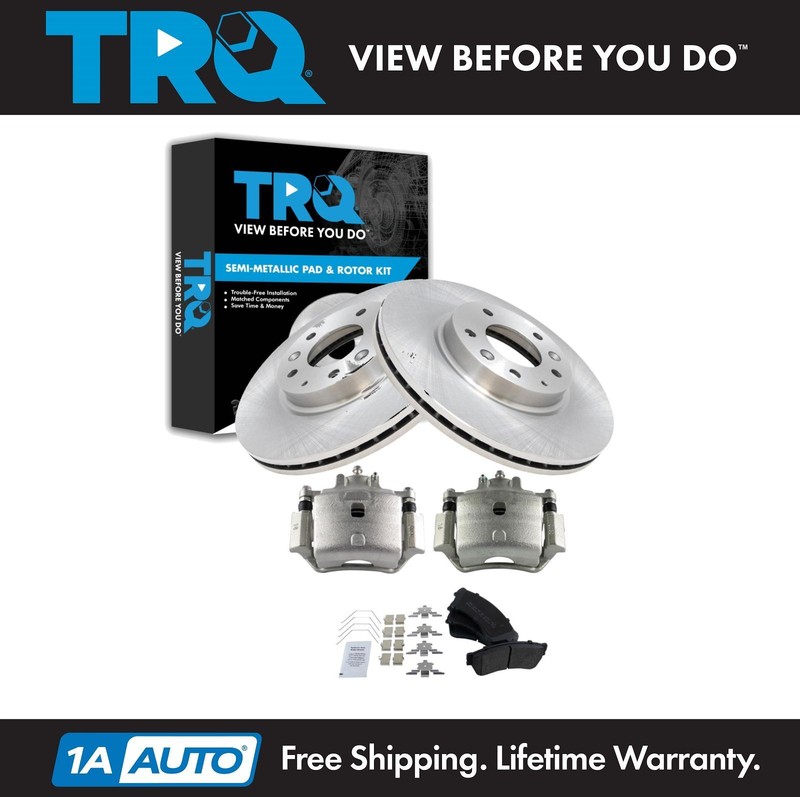 TRQ Front Metallic Brake Pad, Rotor & Caliper Kit for Fusion Milan 6 MKZ