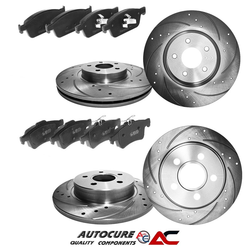 FOR FORD FOCUS ST-2 MK3 DRILLED & GROOVED FRONT REAR BRAKE DISCS AND PADS SET