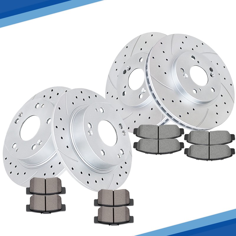 Front Rear Drilled Rotors Brake Pads Fit 03-08 Acura TSX Honda Accord Brakes Kit