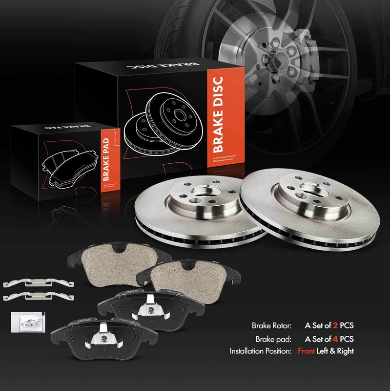 Front Disc Brake Rotors & Ceramic Brake Pads for Volvo S60 S80 XC70 Land Rover gallery