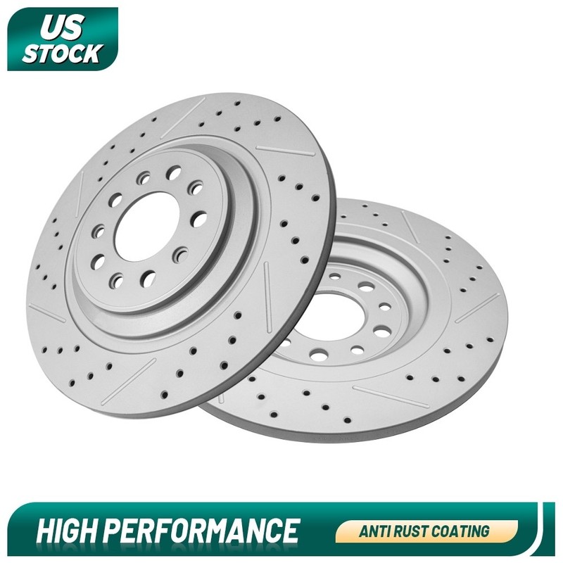 For 2014 2015-2022 2023 Jeep Cherokee Rear Drilled Slotted Disc Brake Rotors Kit