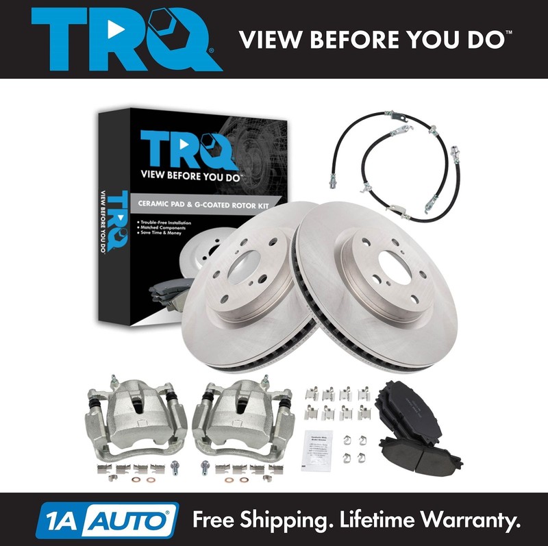 TRQ Front Brake Pad & Rotor Kit Premium G-Coated Ceramic For 06-19 Toyota
