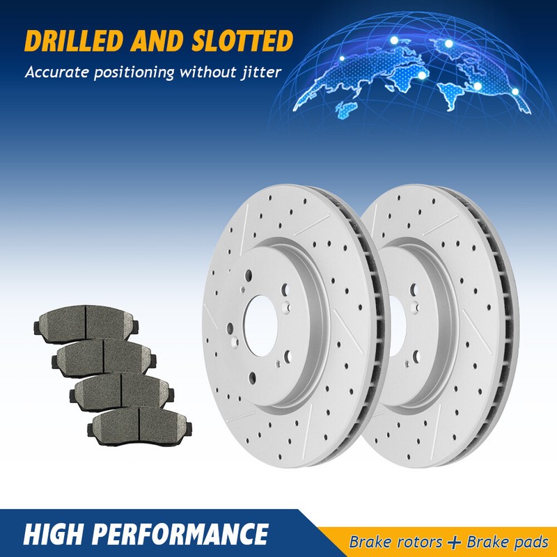 Front Drilled Disc Brake Rotors & Ceramic Pads For 2007 – 2016 Honda CR-V