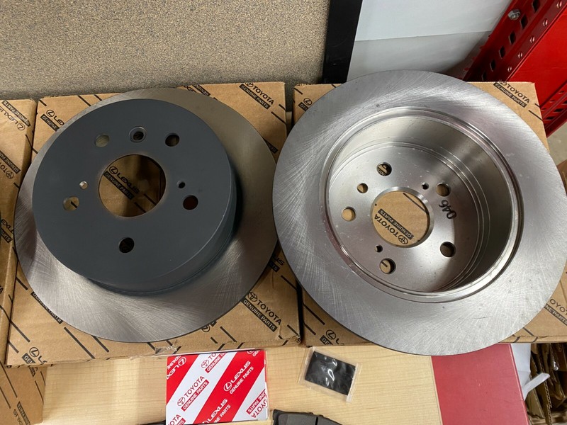 2012-2017 TOYOTA CAMRY GENUINE FRONT & REAR BRAKE KIT ROTORS TCMC PADS & SHIMS gallery
