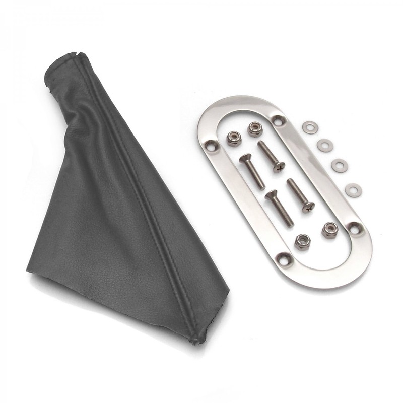 Grey Horizontal Shift or Emergency Brake Boot with Silver Oval Beauty Trim Ring gallery