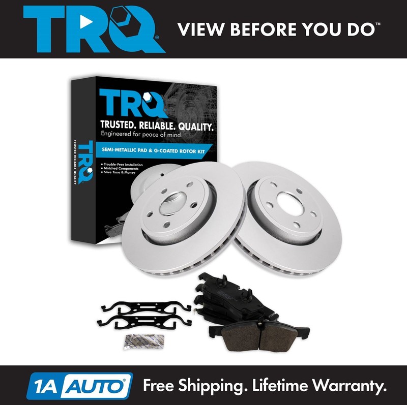 TRQ Front Metallic Brake Pad & 2 Coated Rotor Set for Durango Grand Cherokee
