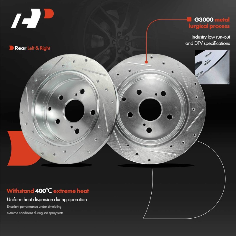 A-Premium 6x Rear Drilled Brake Rotor & Brake Pad for Toyota Prius V 12-17 Mirai gallery
