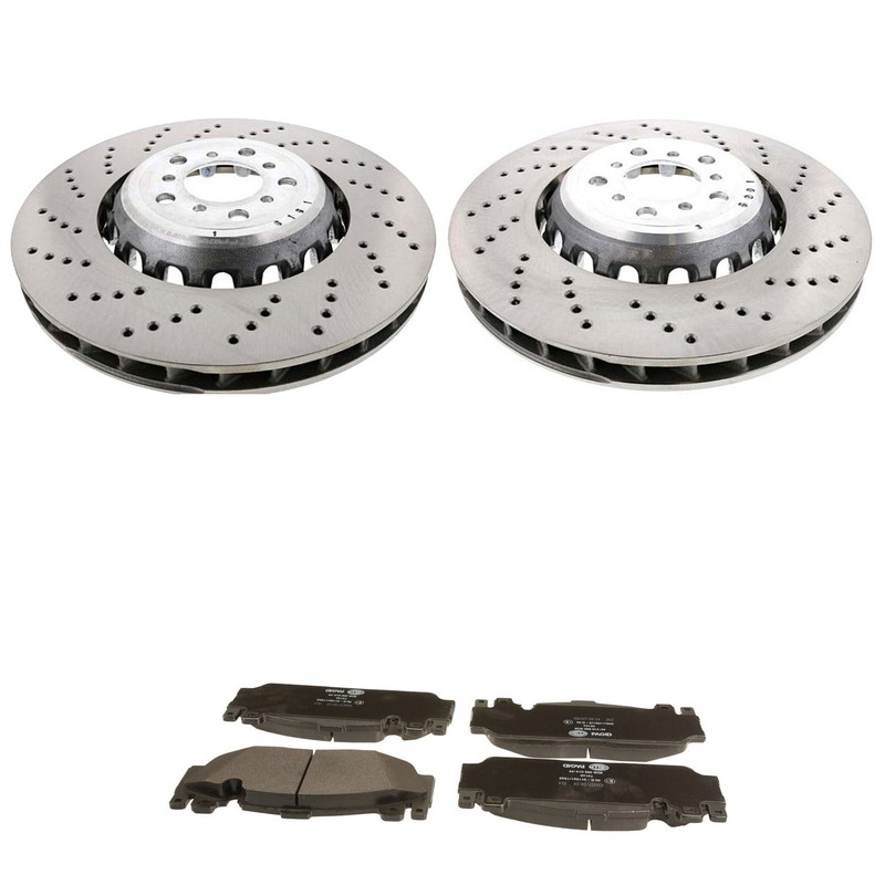 SHW Front 400mm Cross-Drilled Rotors Hella Low-Met Disc Brake Pad Kit For F12 M6