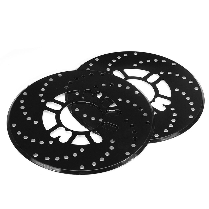 2PC Black Aluminum Car Wheel Brake Disc Cover Decorative Rotor Cross Drilled Kit gallery