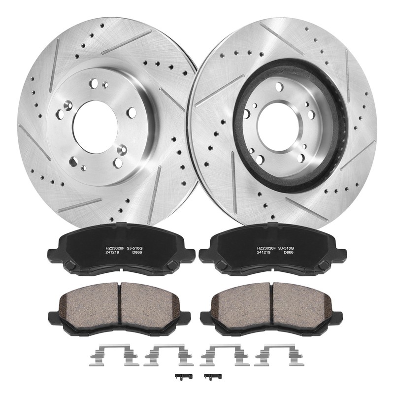 Ceramic Brake Pads Front Drilled Rotorsfor Compass Caliber JP Patriot MITSUBISHI