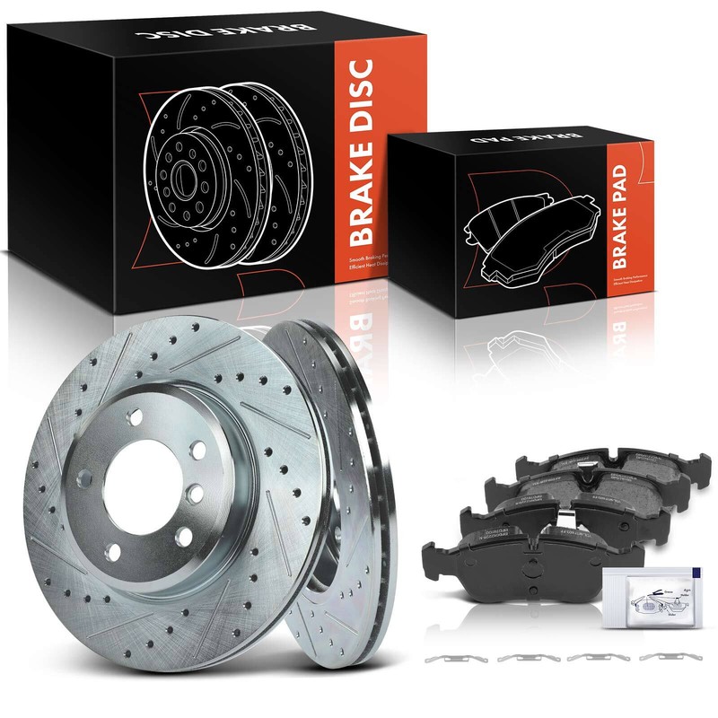 Front Drilled Brake Rotors & Ceramic Brake Pad for BMW E46 325i 325Ci 328i Z3 Z4