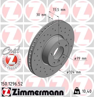 Zimmermann 150.1296.52 Brake Disc for BMW