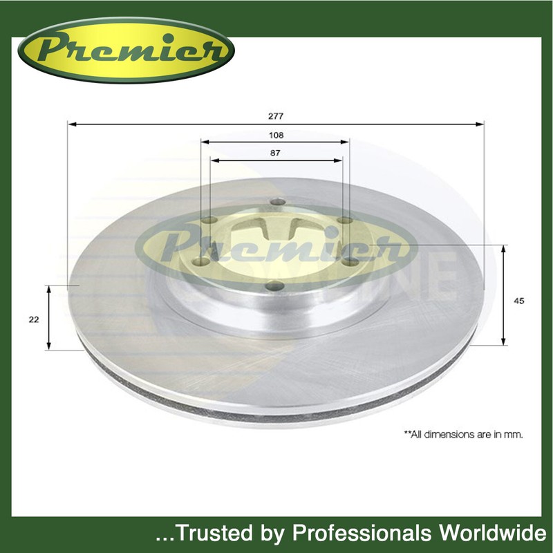 Premier Front Brake Disc Fits Mitsubishi L200 1986-1996 L300 1986-2003 #1