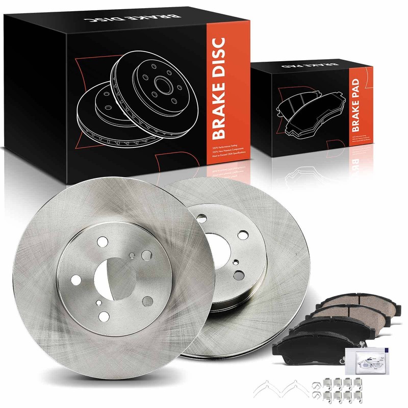 Front Disc Brake Rotors & Ceramic Brake Pad for Toyota RAV4 1996-2000 L4 2.0L