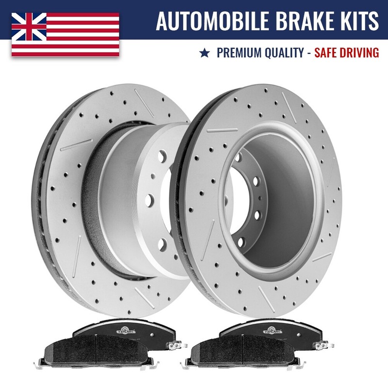 Rear Drilled Slot Brake Rotors & Ceramic Pads Kit For Ram 2500 3500 1500 Dodge