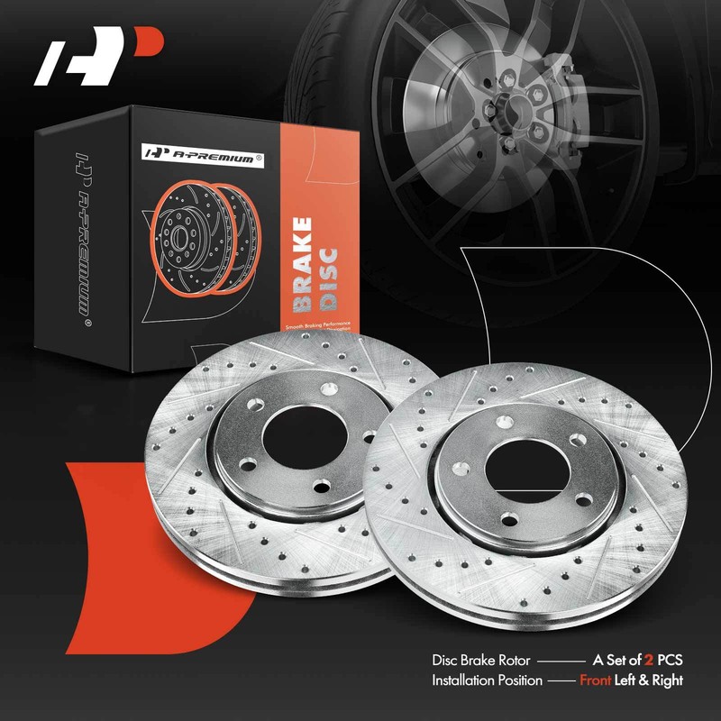 A-Premium Front Side Drilled Brake Rotor for Chrysler Town & Country 2003-2007 gallery