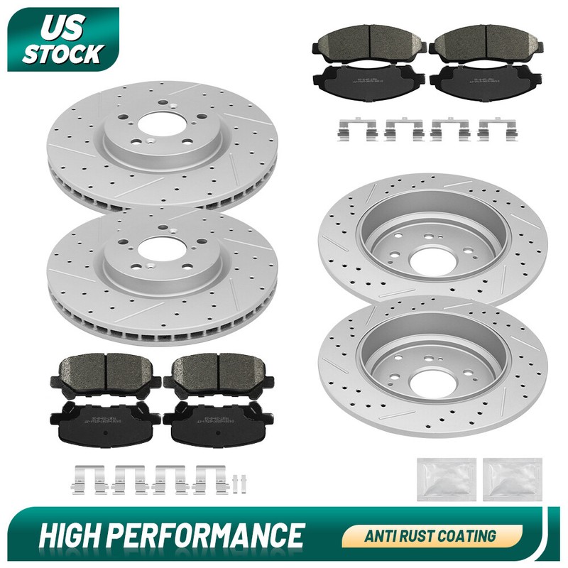 Front Rear Drilled Rotors+Ceramic Brake Pads for Honda Pilot MDX ZDX 2009-2015