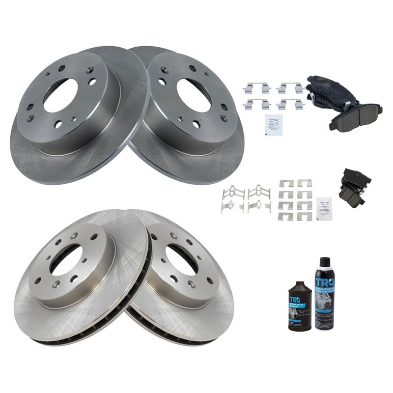 TRQ Front & Rear Ceramic Brake Pad & Rotor Kit w/Chemicals for Honda Acura gallery
