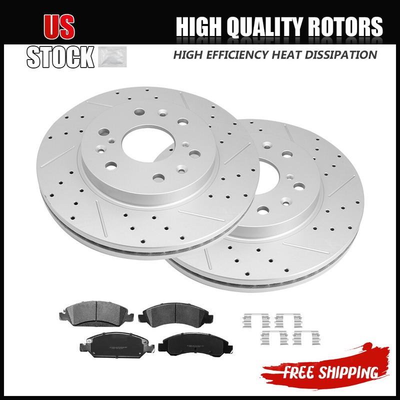 For Chevy Silverado GMC Sierra 1500 Cadillac Front Disc Rotors & Brake Pads
