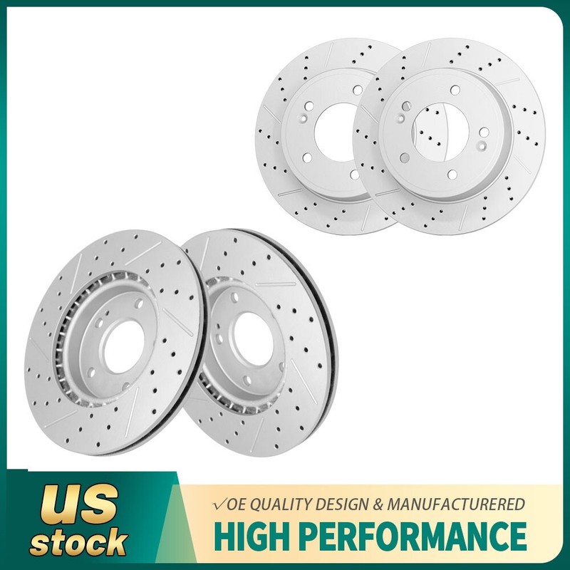Front Rear Drilled Brake Disc Rotors For Hyundai Elantra Veloster Kia Forte Koup