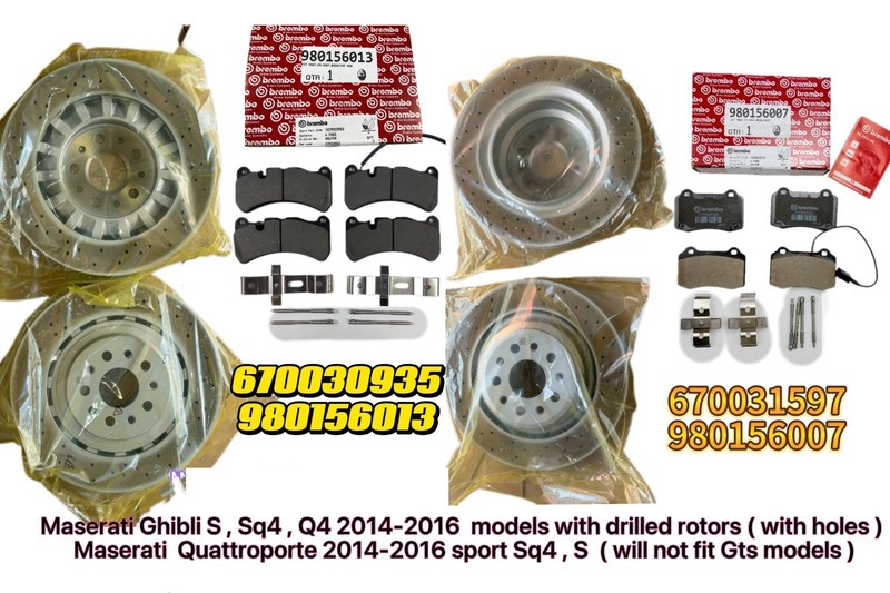 OEM GEN 2014-2016 Maserati Quattroporte GTS 3.8L front rear brake pads rotors