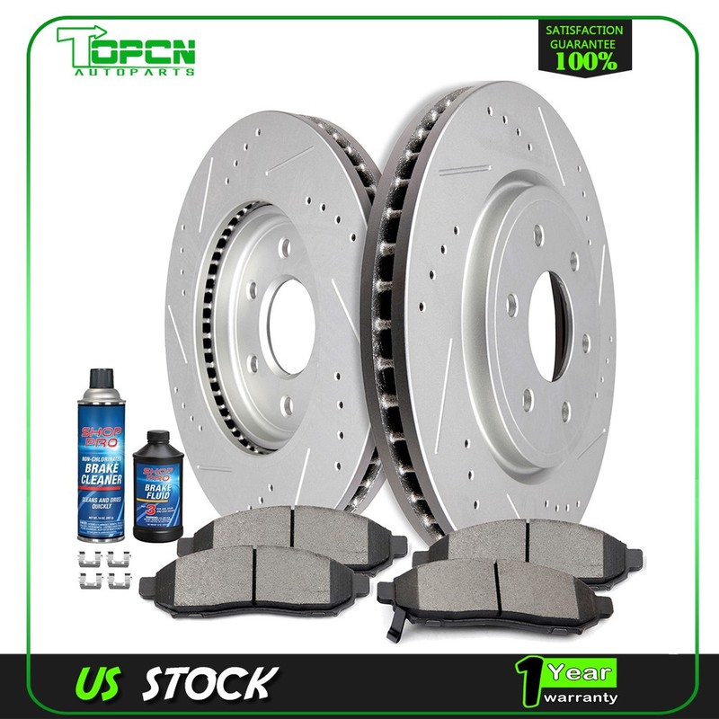 2X Front Brake Discs Rotors And 4X Ceramic Pads For 2005-2017 Frontier Drilled gallery
