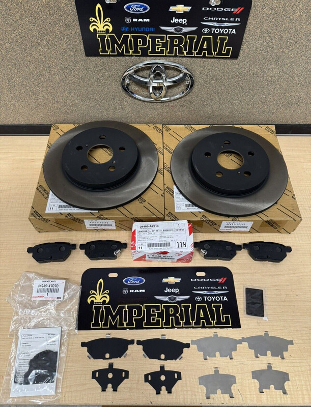 2010-2016 TOYOTA PRIUS REAR BRAKE KIT OEM ROTORS TCMC PAD KIT & SHIM KIT GENUINE gallery