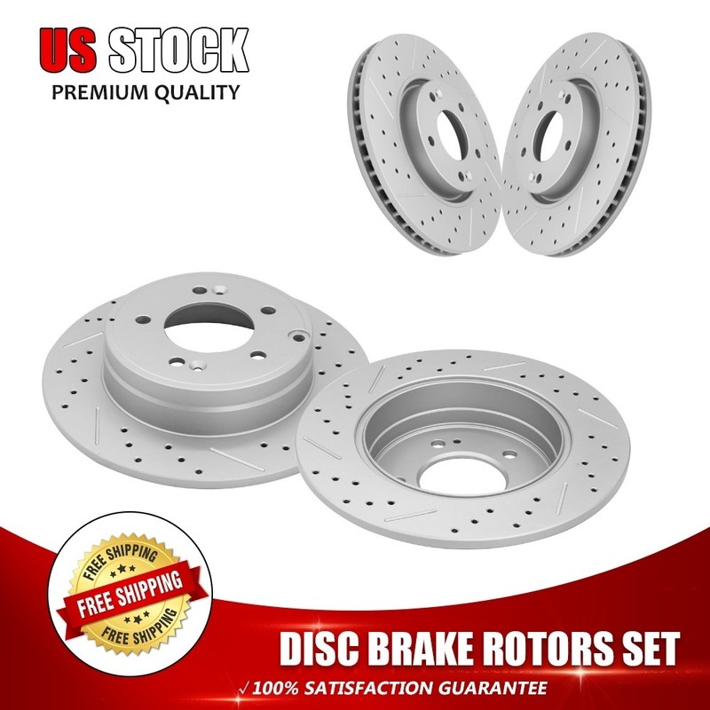 Front Rear Drilled Brake Rotor For 2006 2007 2008-2016 Hyundai Sonata Kia Optima