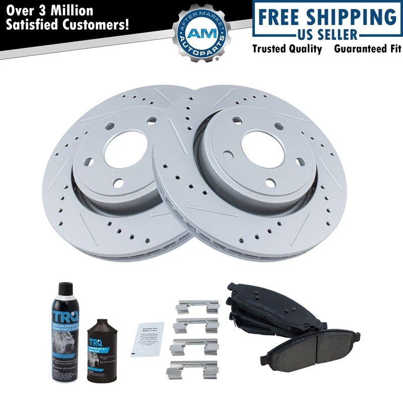 Front Ceramic Brake Pad Coated Rotor Kit w/Chemicals for Jeep