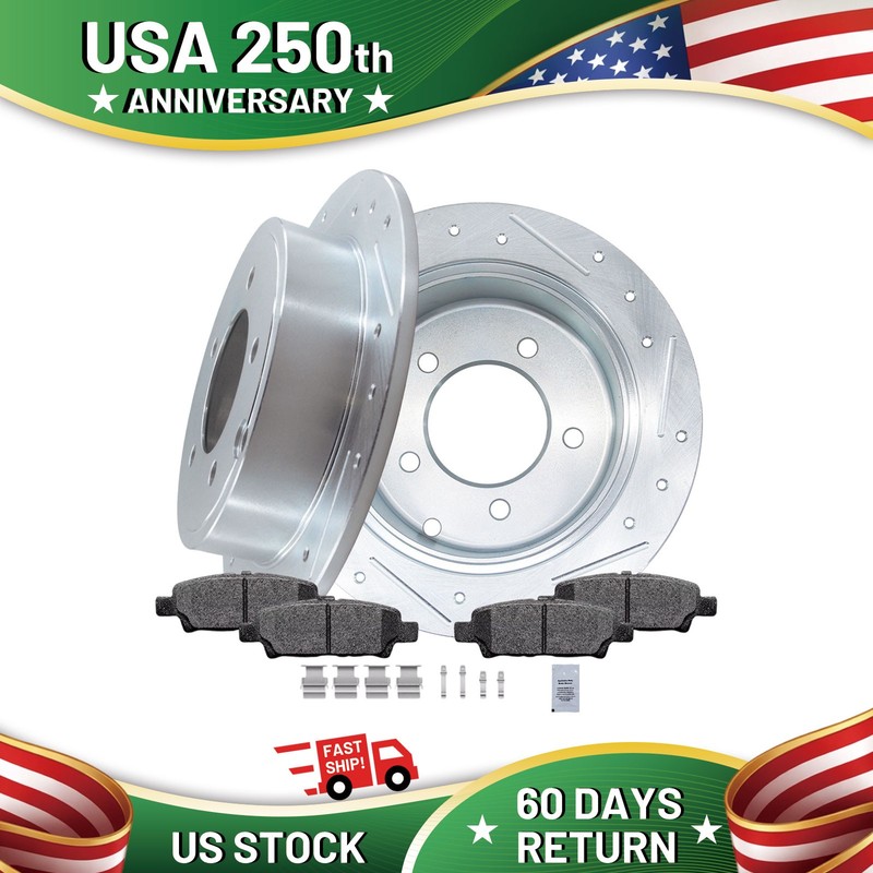 262mm Rear Drilled Rotors Ceramic Brake Pads for Jeep Compass Patriot Sebring