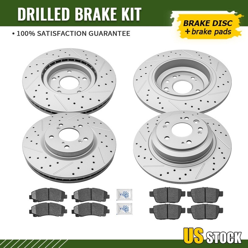 Front Rear Ceramic Pads & Disc Brake Rotors For 2009-2013 2014 Acura TL