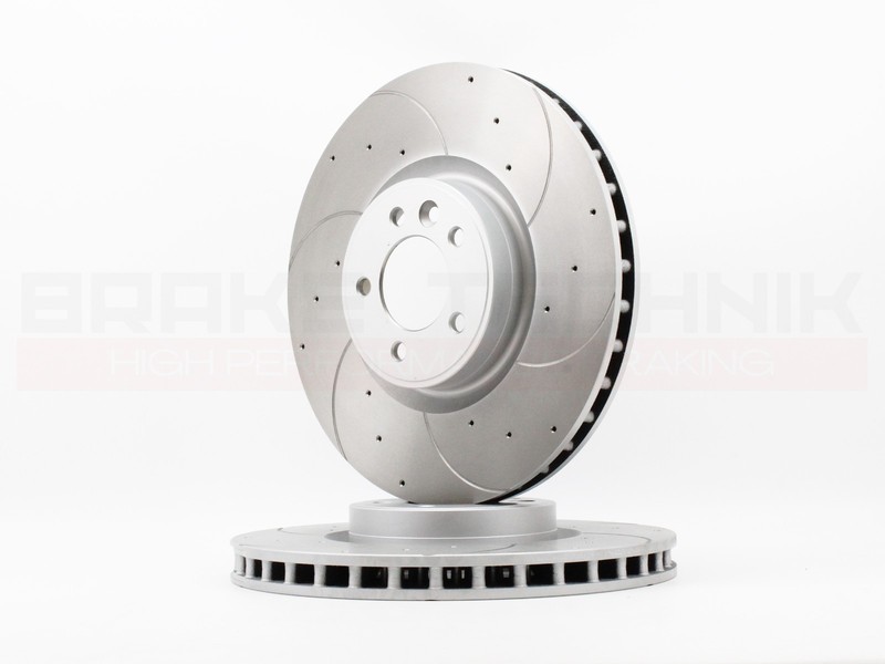 FOR LAND ROVER DISCOVERY 3.0 P360 L462 DRILLED GROOVED FRONT BRAKE DISCS PAIR