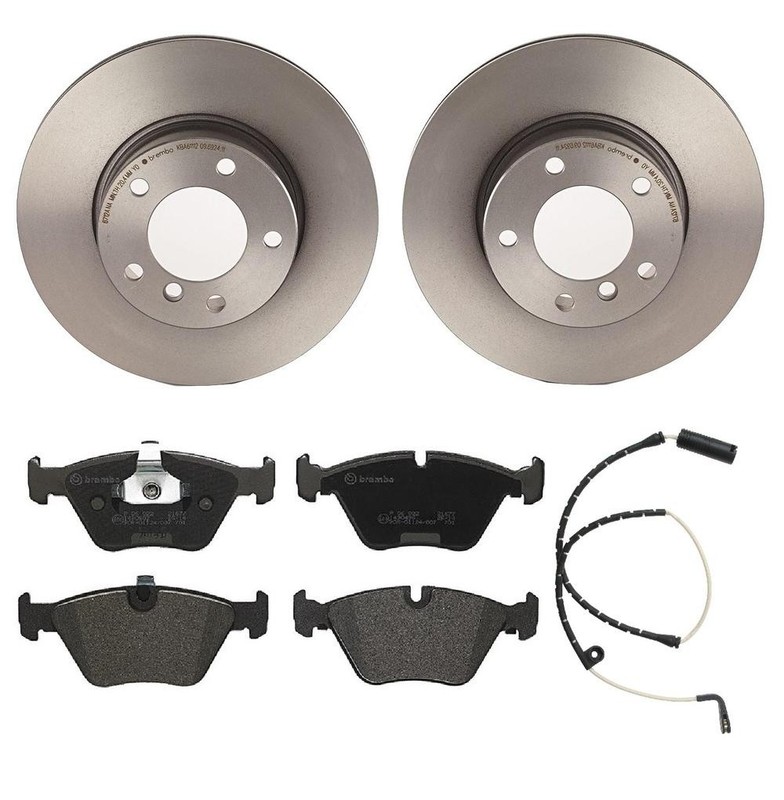Brembo Front Brake Kit Low Met Pads with Sensor Coated Disc Rotors for BMW E39