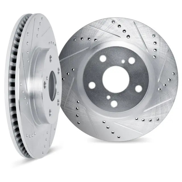 Genuine DFC Brake Rotors – Drilled & Slotted – Silver 7002-45000