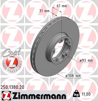 Zimmermann 250.1380.20 Brake Disc for Ford gallery