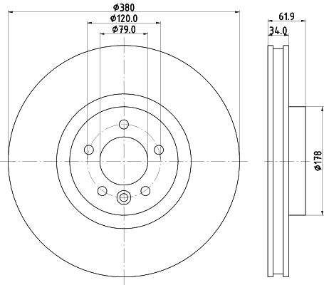 Brake Disc Fits Land Rover Mintex MDC2334C Outer Ø 380mm Vented 1 Year Warranty