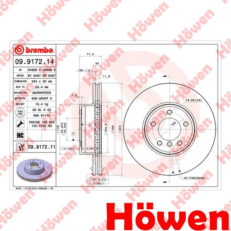 Fits BMW 5 Series 2001-2010 6 Series 2004-2010 Brake Discs Front Howen