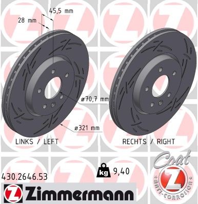 2X 430.2646.53 Zimmermann Brake Disc for Buick (SGM), Opel, Vauxhall