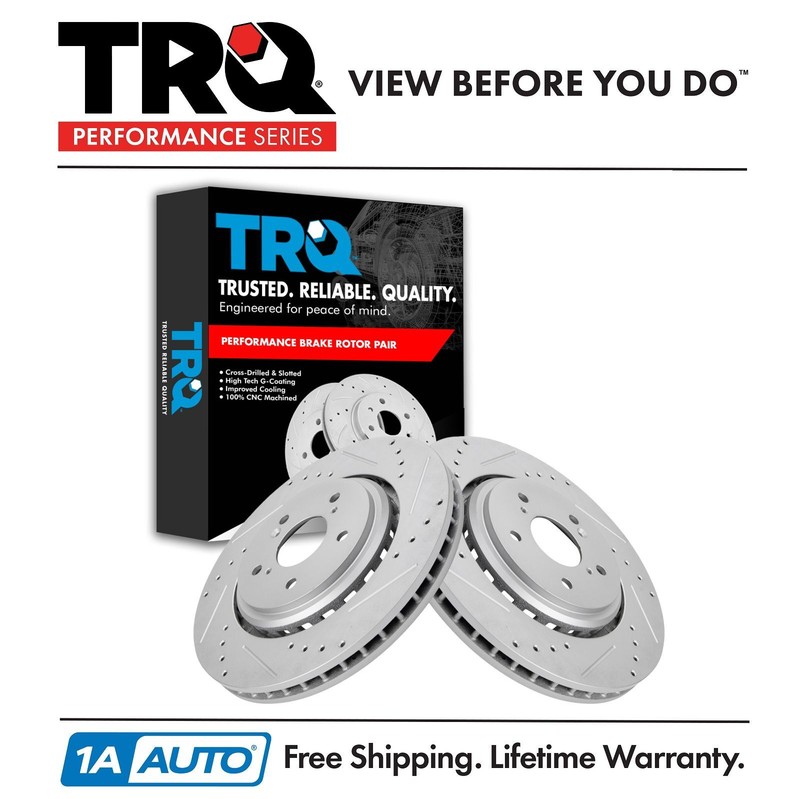 TRQ Performance Front Drilled Slotted Coated Brake Rotor Set for Acura TLX MDX