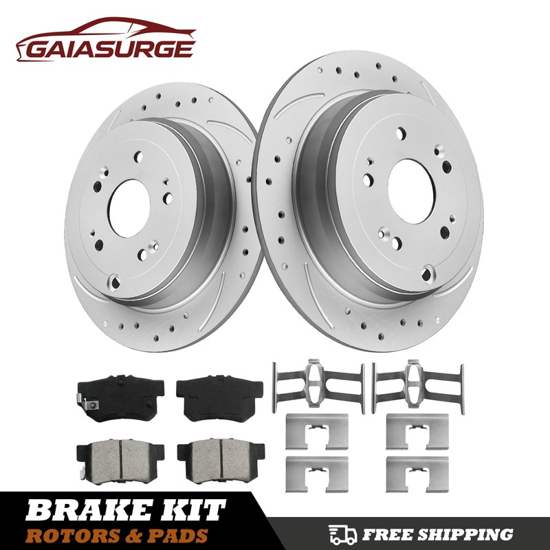 Drilled Rotors + Brake Pads Rear for 2004 2005 2006- 2008 Honda Element Acura TL