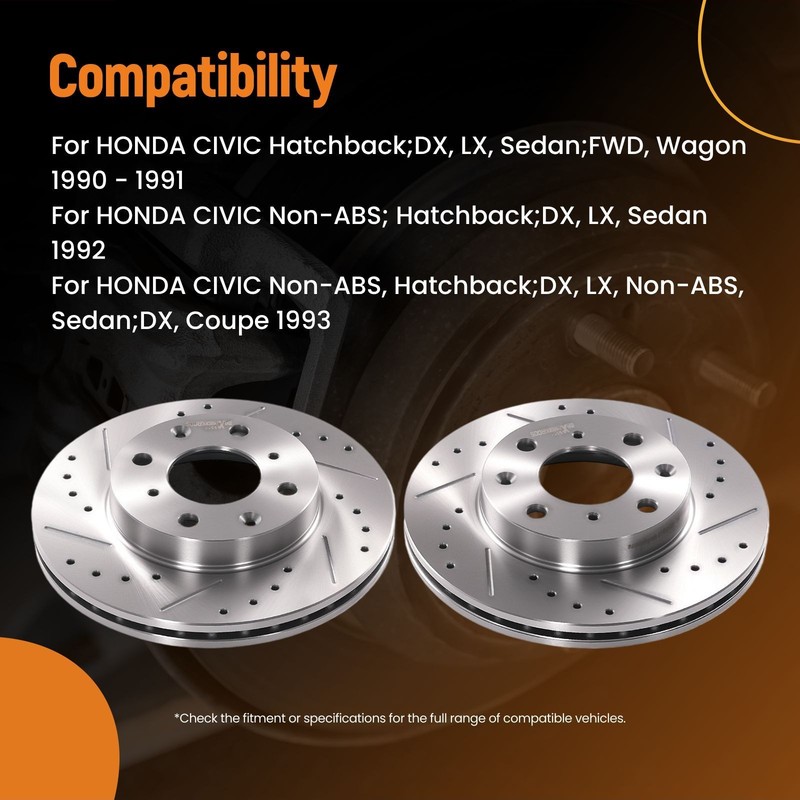 Front Drilled Slotted Brake Rotors Ceramic Pads for Honda Civic 1990-2000 S31029 gallery